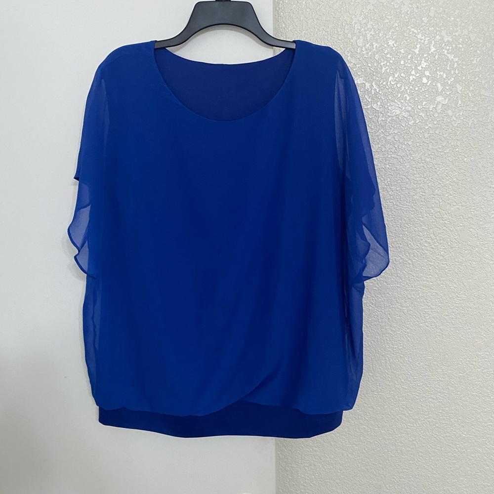 Blue blouse with sheer outer 2xl